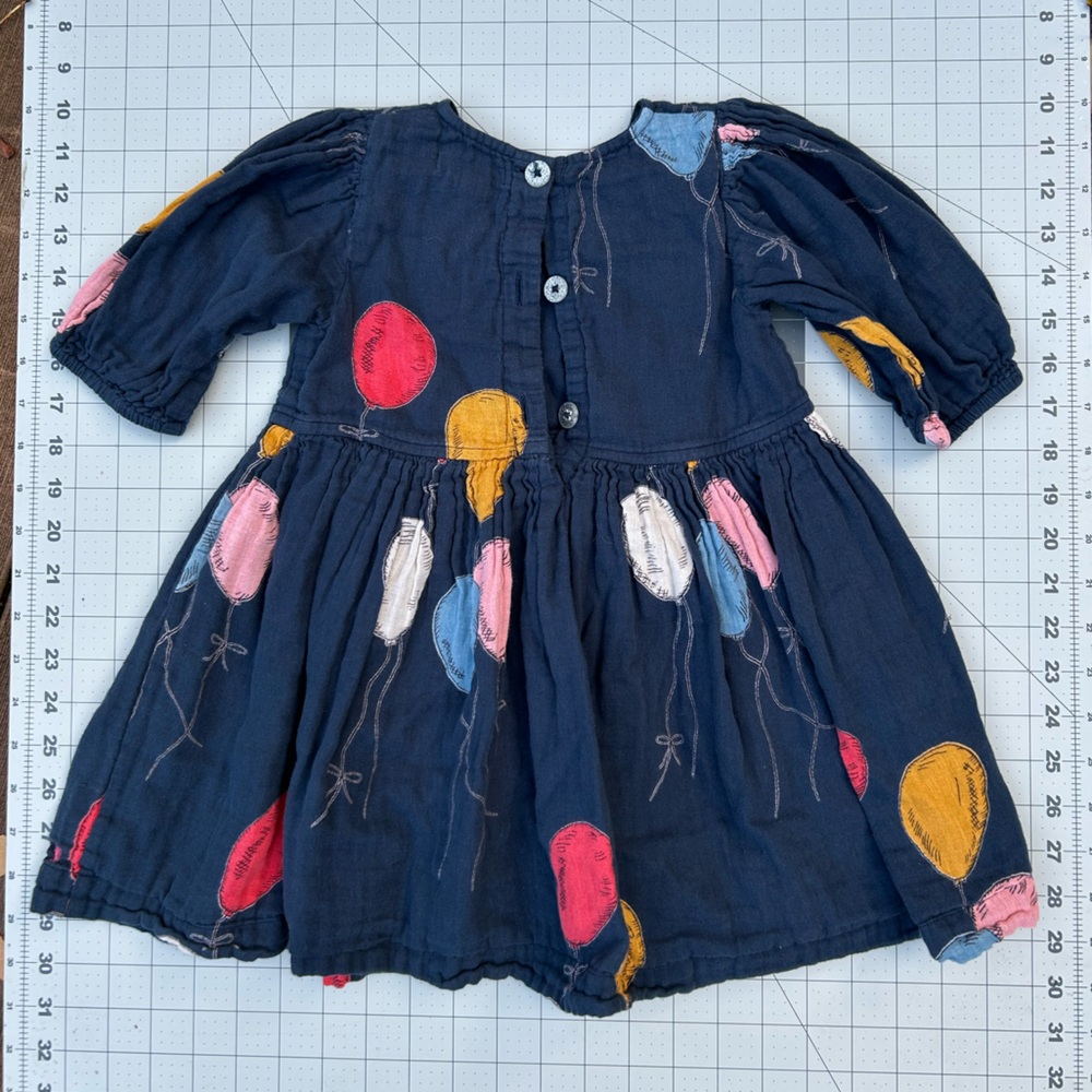 Pink Chicken Navy Balloon Print Kids dress - Picture 2 of 3